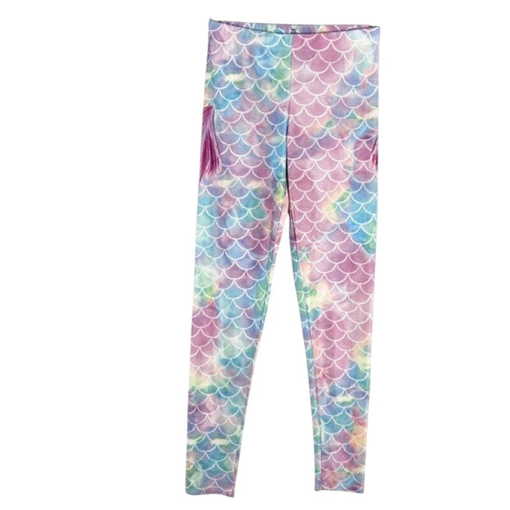 nwot Unbranded Leggings M Rainbow Colorful Mermaid Pink-Fish-Tail Polyester